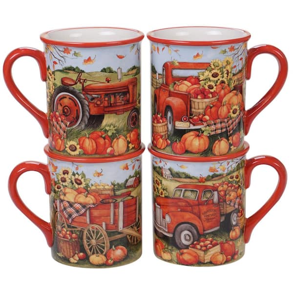 Certified International Harvest Bounty 4-Piece Multi-Colored 18 oz. Mug Set