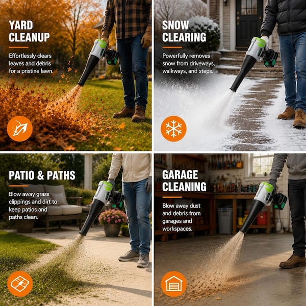 21-Volt 110 MPH 260 CFM Cordless Brushless Handheld Leaf Blower Kit with (2) 4.0Ah Batteries and 3-Nozzles