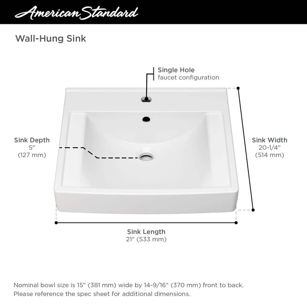 White Ceramic Wall-Mounted Rectangular Bathroom Sink