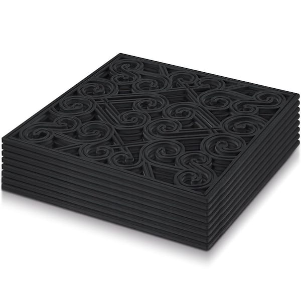 Phewnyzo 15.15 in. x 15.15 in. x 3.34 in Garden Rubber Paver Safety Rubber Walkways, Interlocked Packs of 8 Black