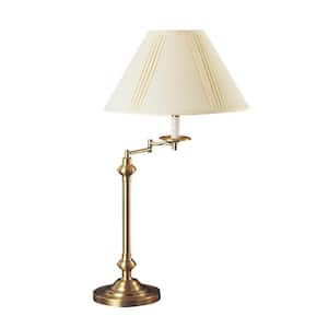 30 in. Bronze Metal Table Lamp with Off White Empire Shade