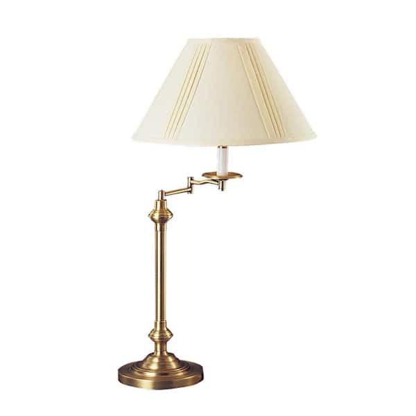 HomeRoots 30 in. Bronze Metal Table Lamp with Off White Empire Shade