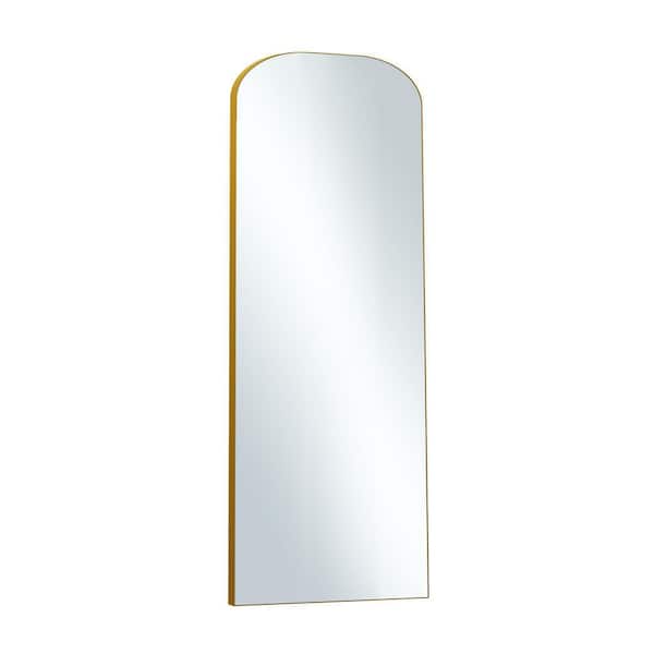 Lirago Modern 22 in. W x 65 in. H Iron Frame Arch Full Length Mirror in Gold