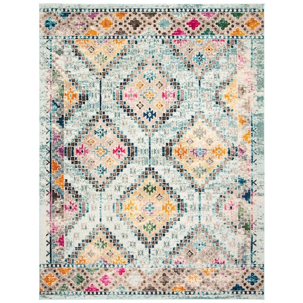 SAFAVIEH Madison Blue/Yellow 12 ft. x 15 ft. Geometric Medallion Area Rug