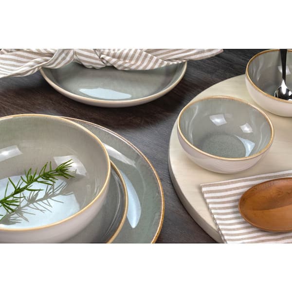 Resona Moss 16-Piece Green Dinnerware Set