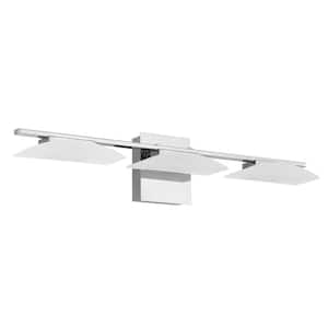 Metrass 3 27.56 in. W x 5.71 in. H 3-Light Chrome Integrated LED Bathroom Vanity Light with Frosted Acrylic Shades