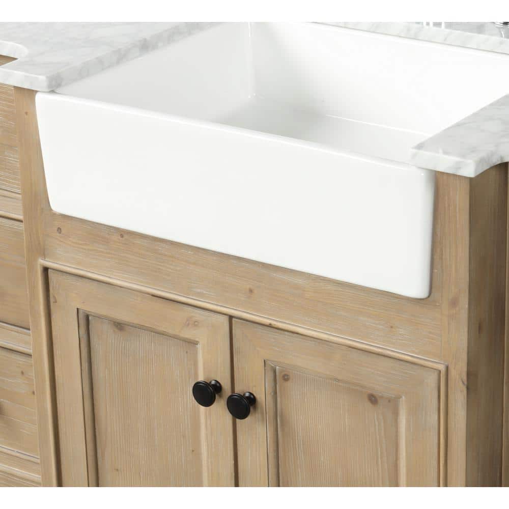 Kelly 48" Weathered Fir Solid Wood Bathroom Vanity with Marble Top
