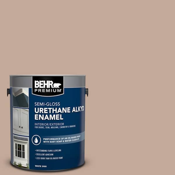 BEHR PREMIUM 1 gal. #760B-4 Adobe Straw Urethane Alkyd Semi-Gloss Enamel Interior/Exterior Paint