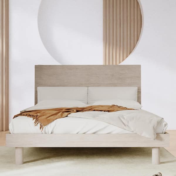 Unbranded Eufemia Stone Gray Wood Frame Queen Platform Bed