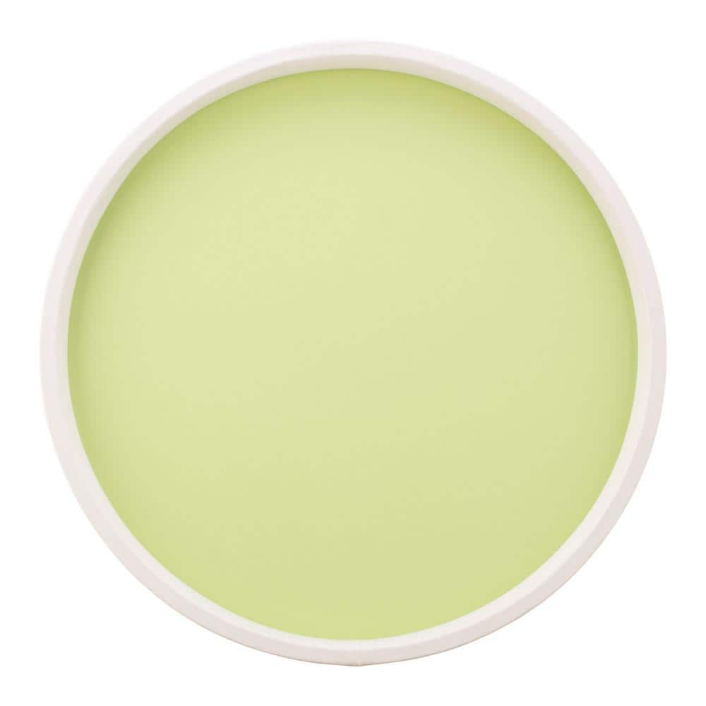 Kraftware RAINBOW 14 in. W x 1.3 in. H x 14 in. D Round Light Green Leatherette Serving Tray