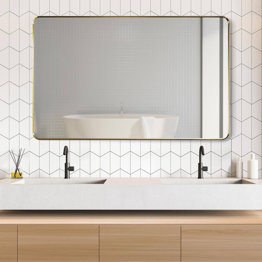 Eleganza 48" Gold & Silver Aluminum Rectangular Vanity Mirror
