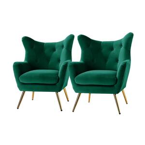 Jacob Green Accent Arm Chair with Tufted Back (Set of 2)