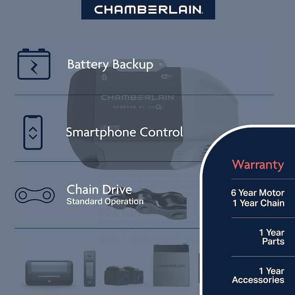 1/2 HP Smart Chain Drive Garage Door Opener with Battery Backup (4-Pack)