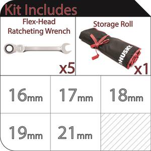72-Tooth Large Metric Flex Head Ratcheing Wrench Set (5-Piece)