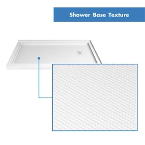 Flex 36 in. D x 48 in. W x 74.75 in. Framed Pivot Shower Enclosure in Chrome with Right Drain White Acrylic Base Kit