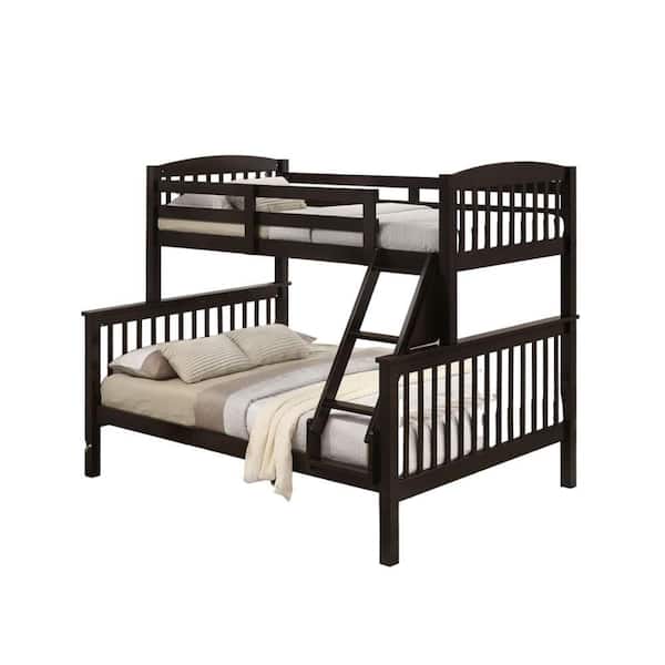 Bruke Slatted Cherry Brown Twin/Full Bunk Bed with Ladder