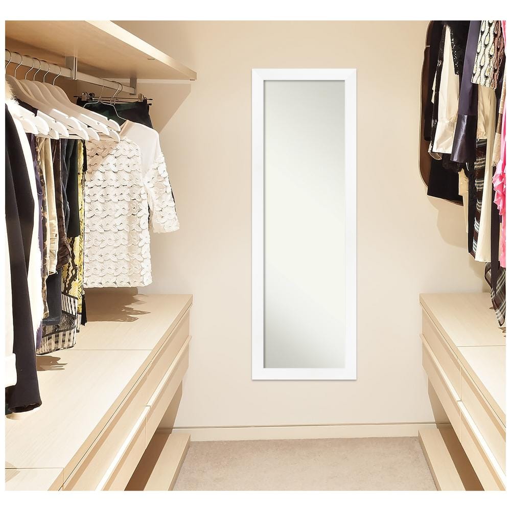 White Full-Length Non-Beveled Door Mirror with Matte Frame