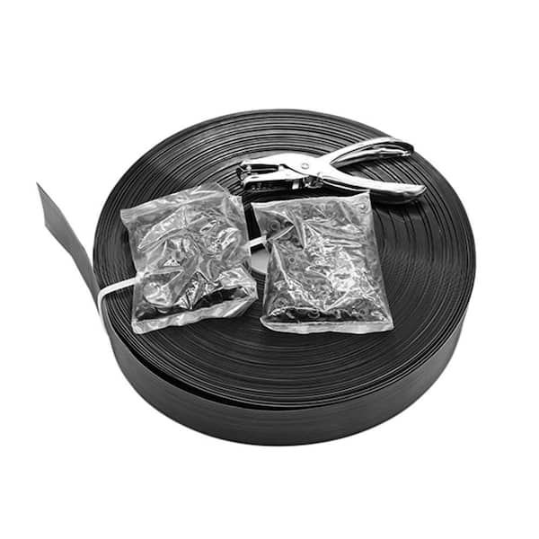 Angel Sar White 246 ft. x 0.15 ft. Polyvinyl Chloride PVC Chain Link Fence Slat, Privacy Tape (200-Piece Button Puncher Included)