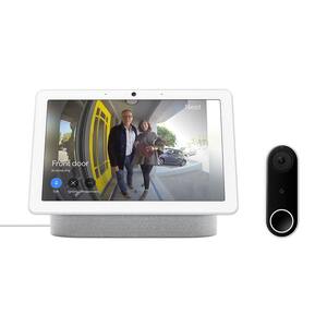 Nest Doorbell (Wired) - Smart Wi-Fi Video Doorbell Camera + Nest Hub Max 10" Smart Home Display Chalk