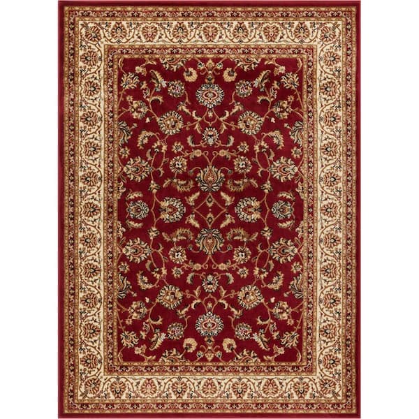 Barclay Sarouk Red 4 ft. x 5 ft. Traditional Floral Area Rug