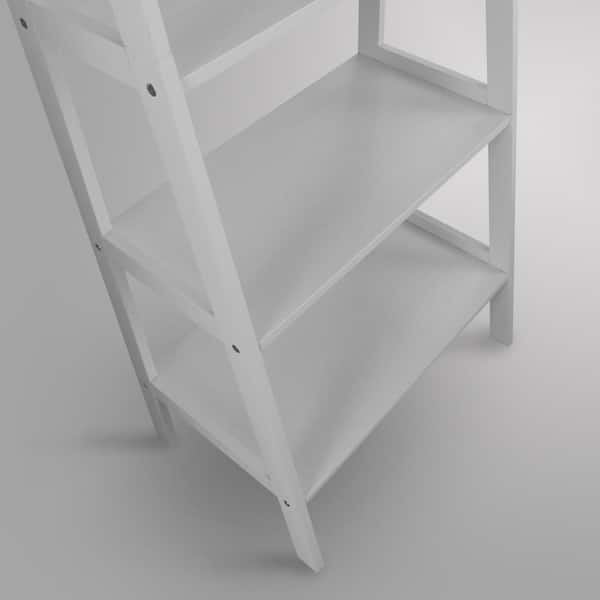 Casual Home 72 in. White Wood 5-shelf Ladder Bookcase with Open