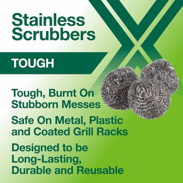 3.54 in. stainless steel scrubbing pad 3pk (3-pack)