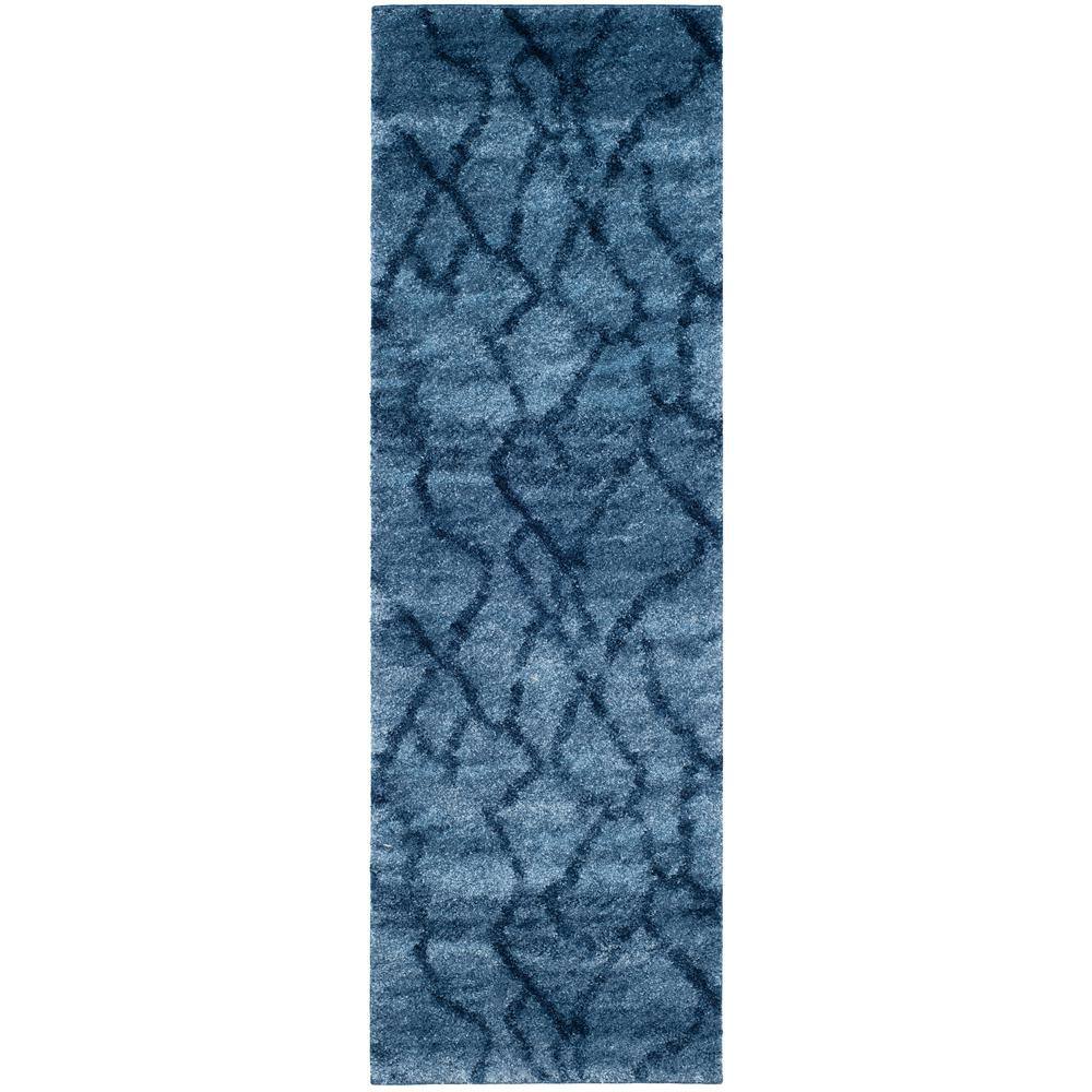 Retro Blue/Dark Blue 2 ft. x 7 ft. Abstract Runner Rug price history on PriceWatchPro
