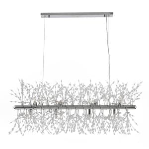 Eli 12-Light Dimmable Chrome Linear Starburst Chandelier with 83 Crystal Strands