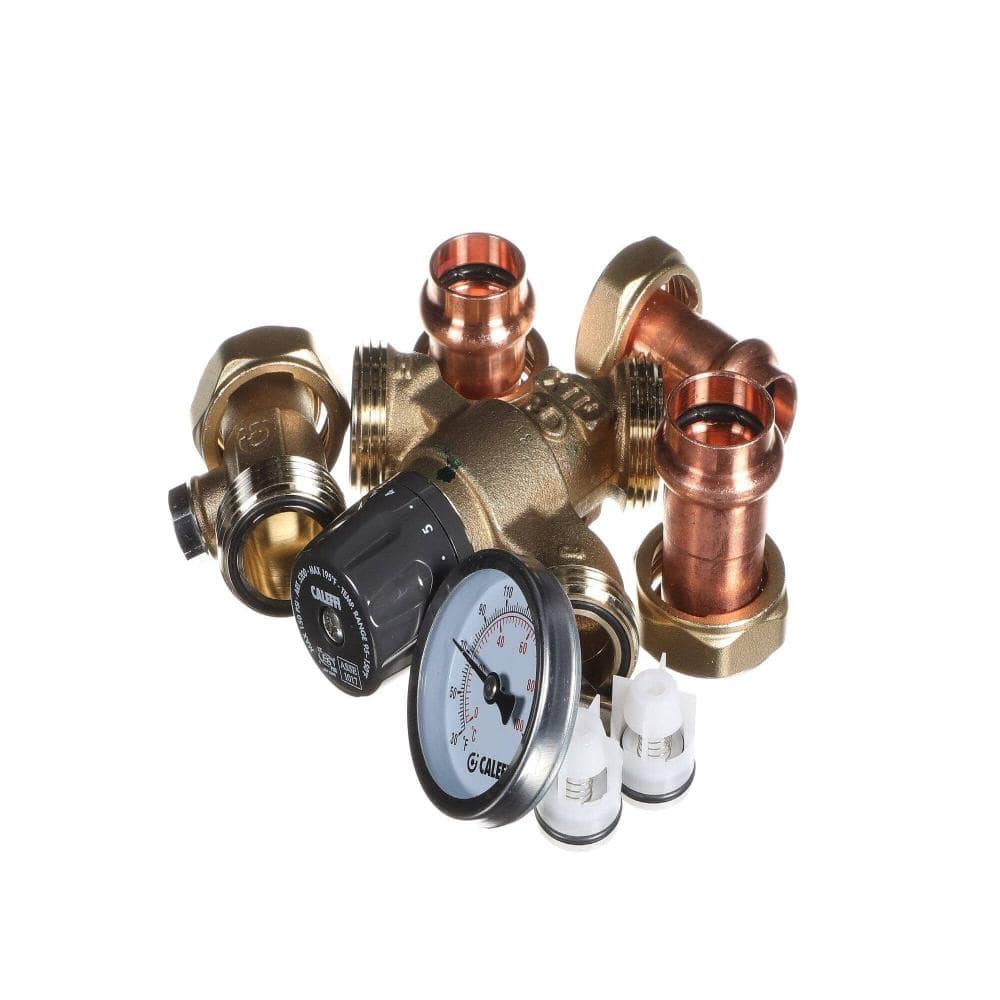"3-Way Angled Thermostatic Mixing Valve Kit Temperature Gauge & Inlet Checks 3/4"" Anglemix 520516AC" price history on PriceWatchPro