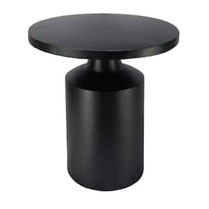 19 in. Matte Black Modern Round Iron Side Table with Pedestal Base