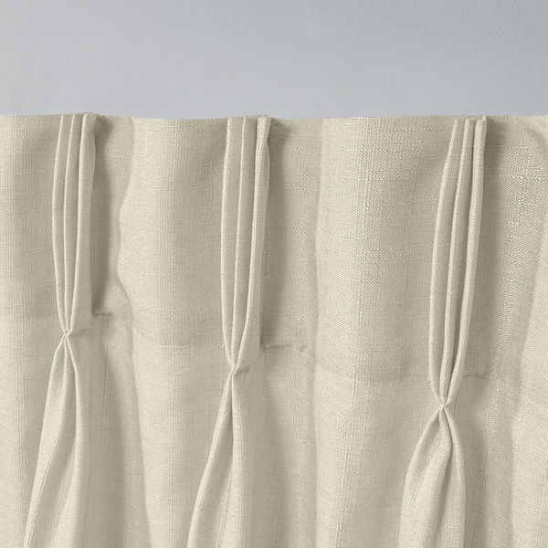 Loha Natural Solid Light Filtering Triple Pinch Pleat / Hidden Tab Curtain, 27 in. W x 96 in. L (Set of 2)