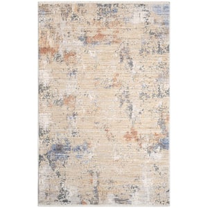 Beige Grey 3 ft. x 5 ft. Abstract Contemporary Abstract Hues Area Rug