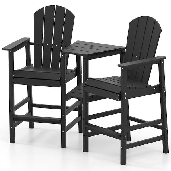 Liviza 2-Seat Black HDPE Adirondack Chair with with Double