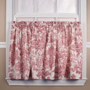 Red Toile Rod Pocket Room Darkening Curtain - 34 in. W x 36 in. L (Set of 2)