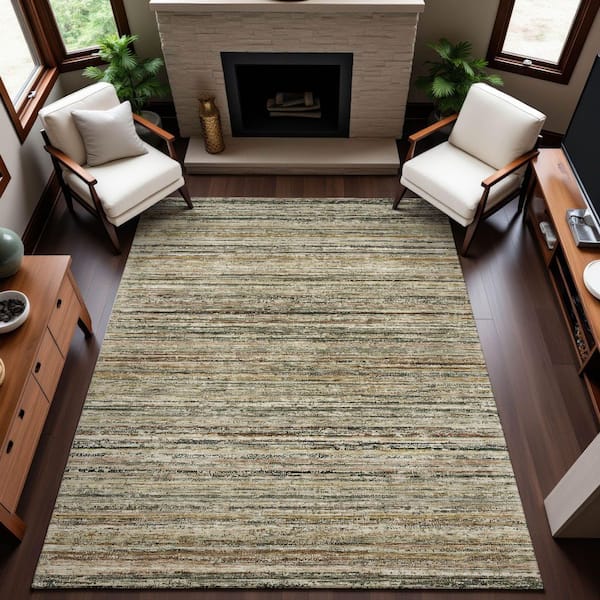 Mayfield Premium Machine Washable Abstract AMF1239 Beige 3 ft. x 4 ft. Area Rug