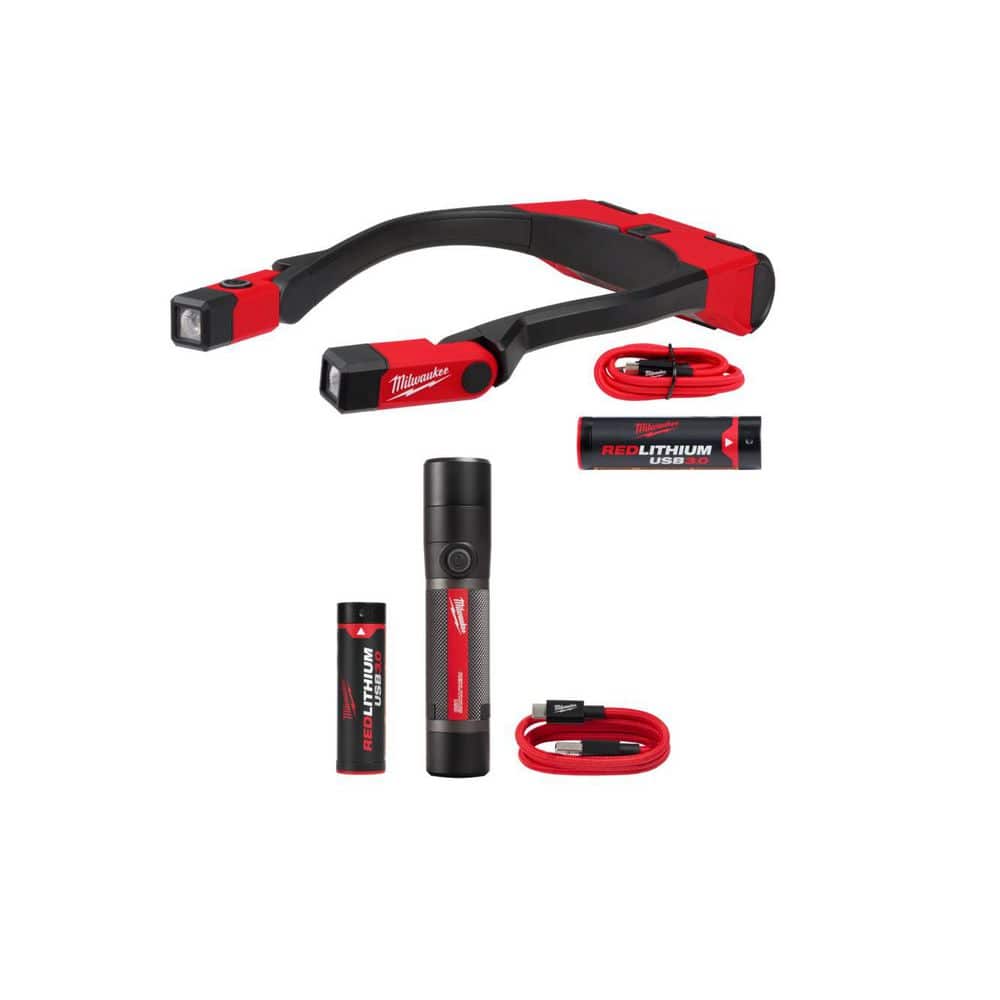 Fixed Led Flashlight Milwaukee 400 Lumens LED REDLITHIUM Rechargeable Neck Light with 800 ...