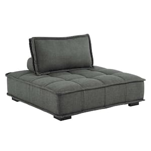 Saunter Gray Tufted Fabric Armless Chair