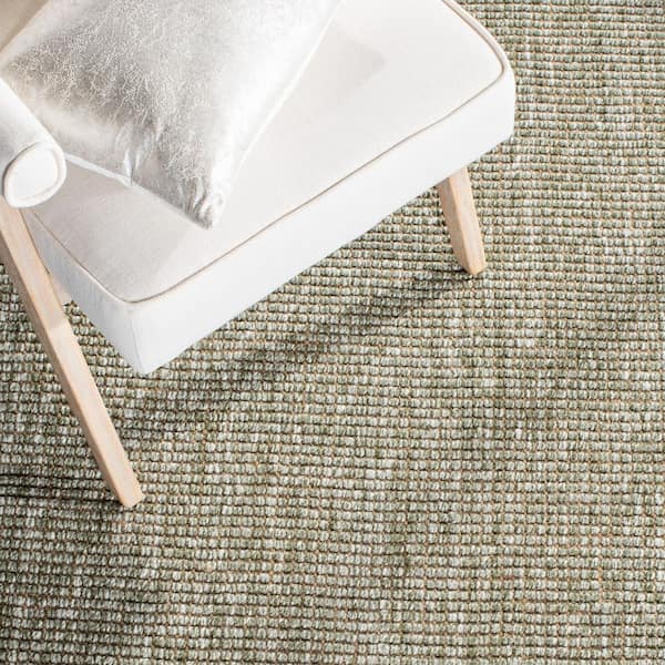 Natural Fiber 9 ft. x 12 ft. Green/Natural Woven Thread Area Rug