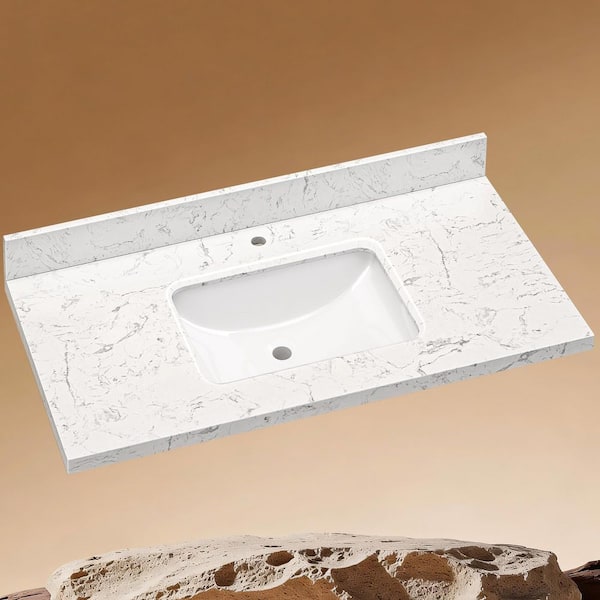 sf　1155530 Zeafive Kar 48.4 in. W x 22 in. D Engineered Stone White