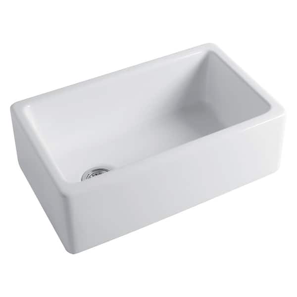 Transolid Porter Farmhouse/Apron-Front Fireclay 30 in. Single Bowl Kitchen Sink in White