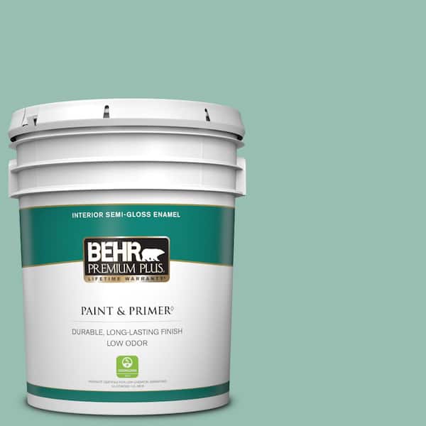 BEHR PREMIUM PLUS 5 gal. #PPU12-07 Spring Stream Semi-Gloss Enamel Low Odor Interior Paint & Primer