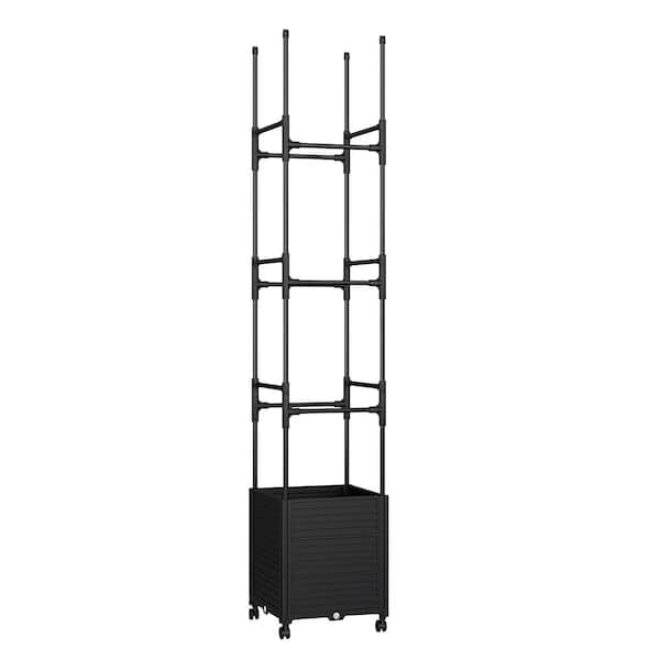 WELLFOR 87 in. H x 17 in. W Steel Adjustable Height Trellis in Black