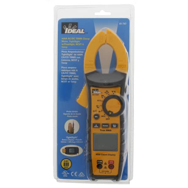 IDEAL 400 Amp AC DC TRMS Clamp Meter, TightSight, with Flashlight