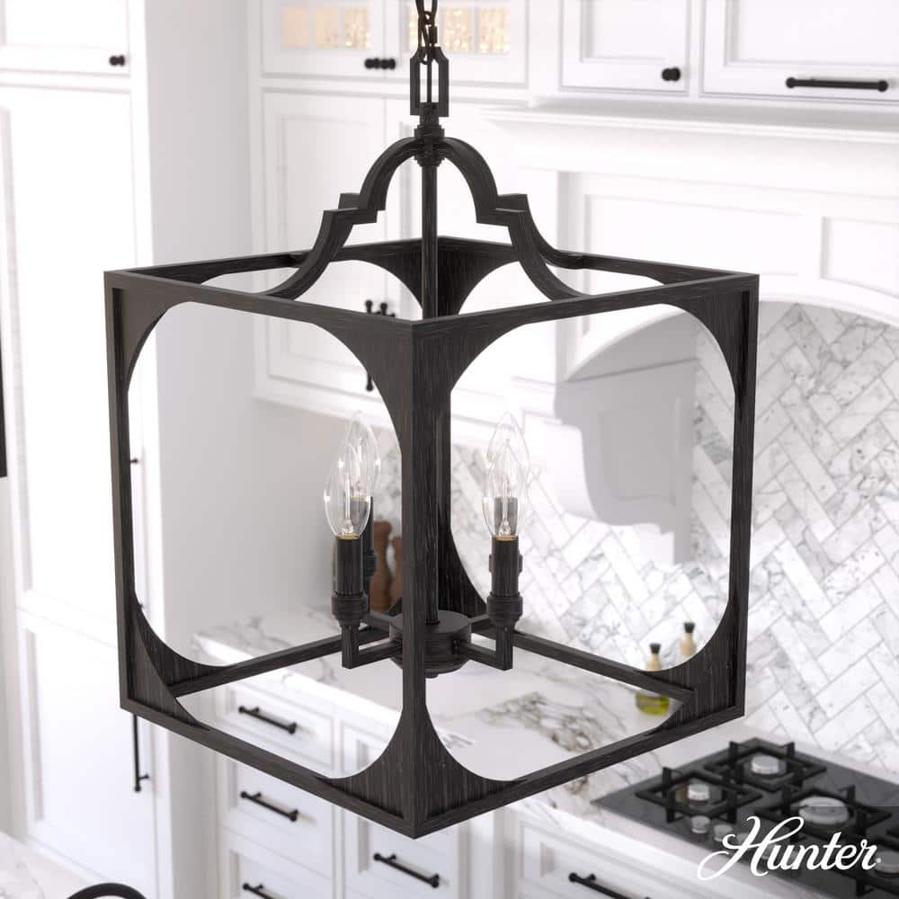 Highland Hill Rustic Iron 4-Light Pendant with LED