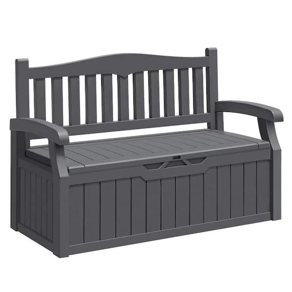 Unbranded 70 Gal. Grey Waterproof Resin Outdoor Storage Bench