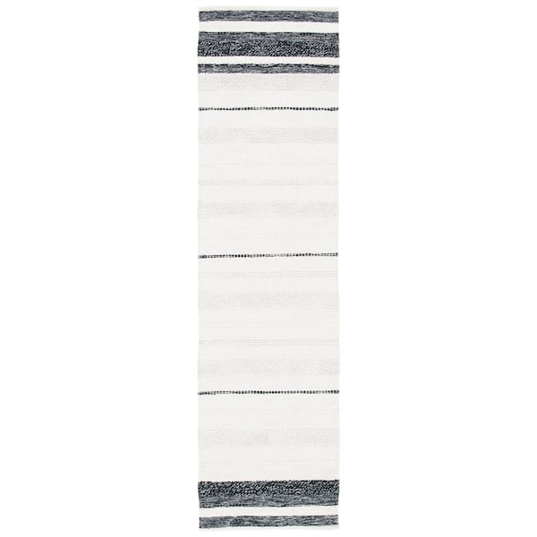 SAFAVIEH Striped Kilim Ivory Black 2 ft. x 5 ft. Striped Area Rug