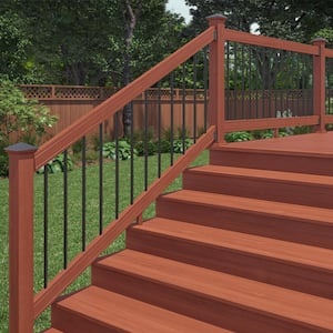 6 ft. Redwood-Tone Southern Yellow Pine Stair Rail Kit with Aluminum Round Balusters