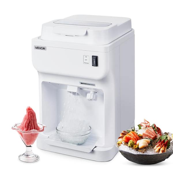 Commercial Ice Shaver Crusher, 136 oz. White Snow Cone Machine, 220lbs. Per Hour, with 4L Ice Cube Box, 350W 2025 Update