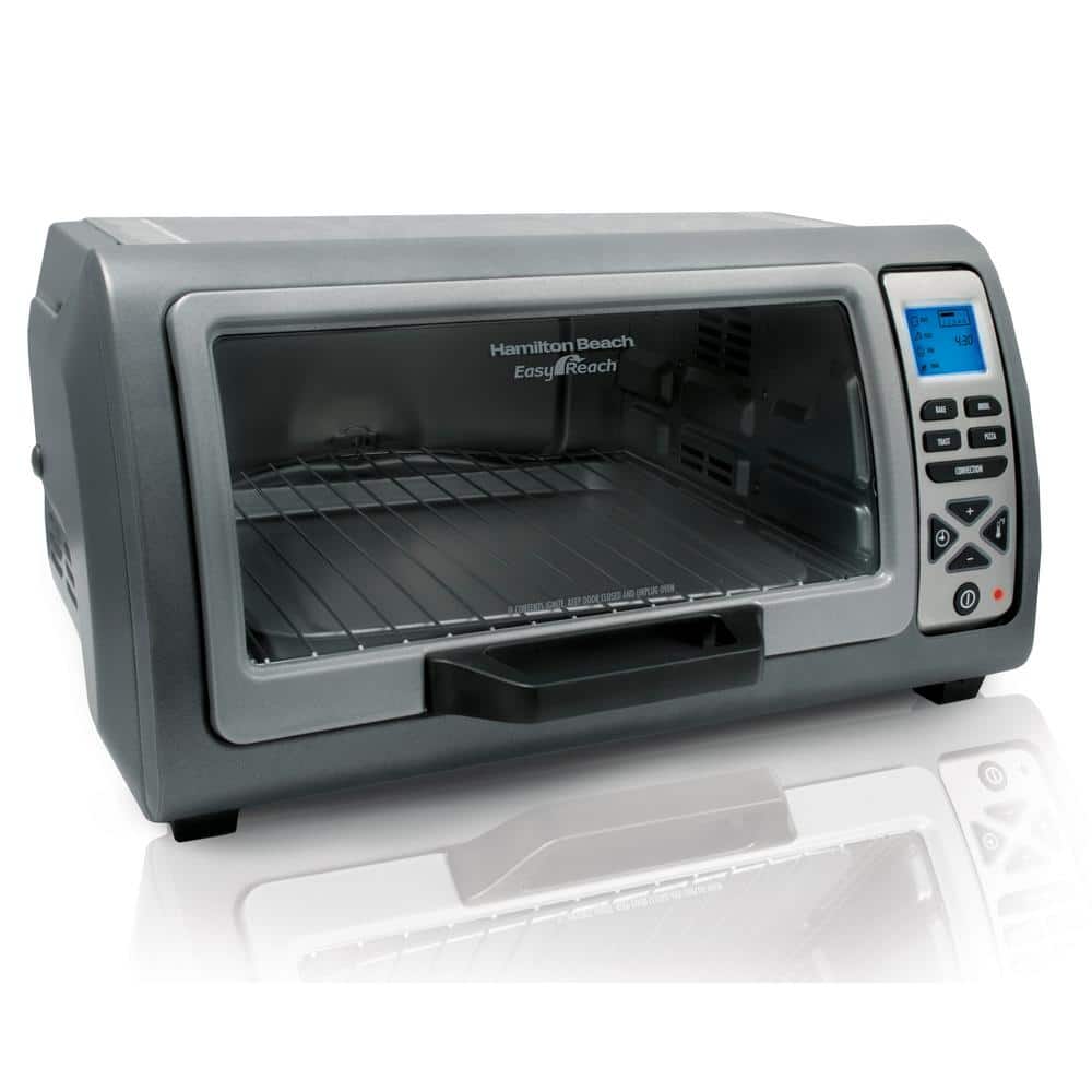 Hamilton Beach Easy Reach 1400 W 6-Slice Grey Toaster Oven with Roll Top  Door 31127D - The Home Depot