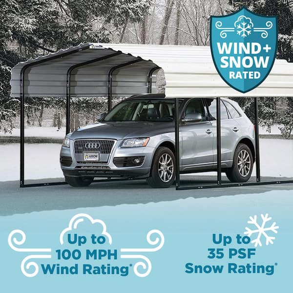 12 ft. W x 29 ft. D x 7 ft. H Eggshell Galvanized Steel Carport, Car Canopy and Shelter